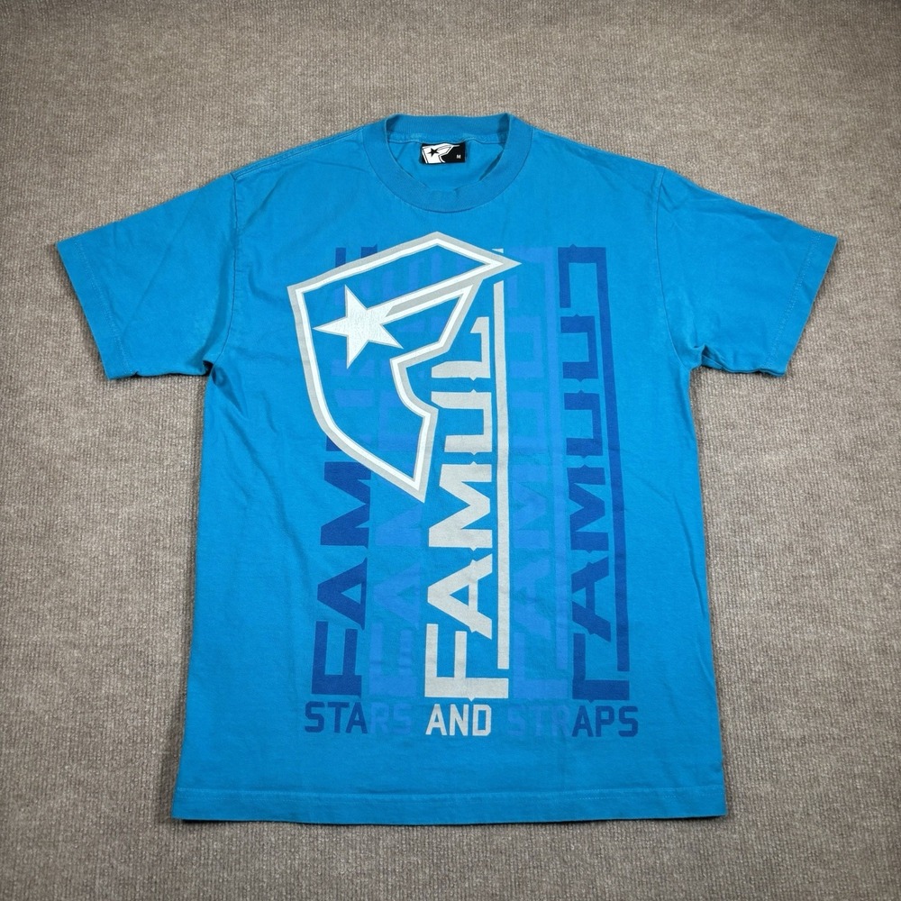 Vintage Y2K Famous Stars And Straps‎ T Shirt Mens M Blue Graphic Family Skate